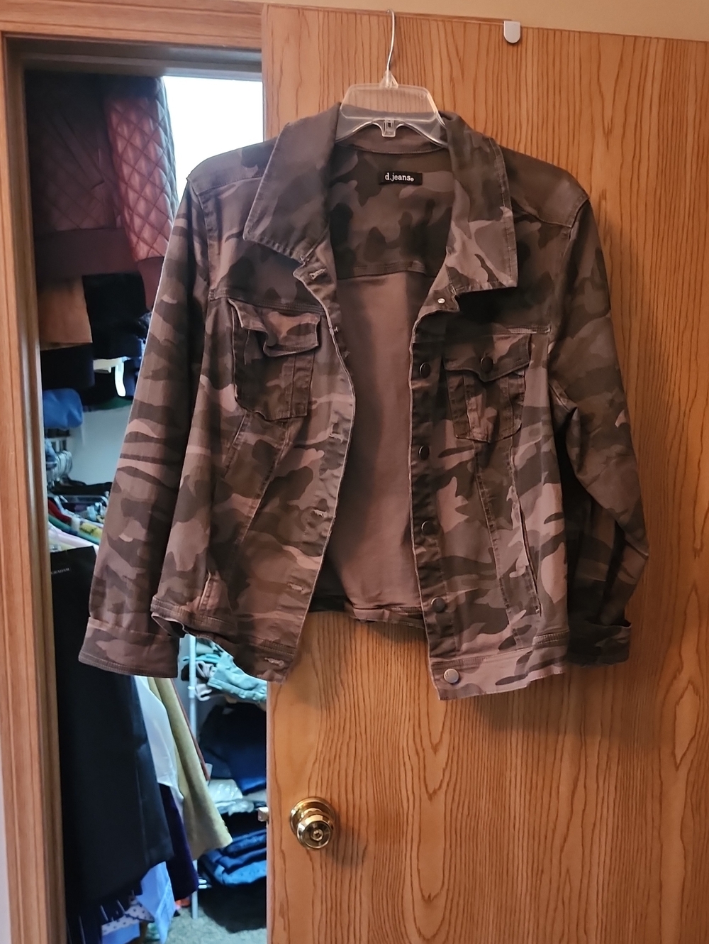 d. jeans Camouflage Jean Jacket in Olive and Brown Tones